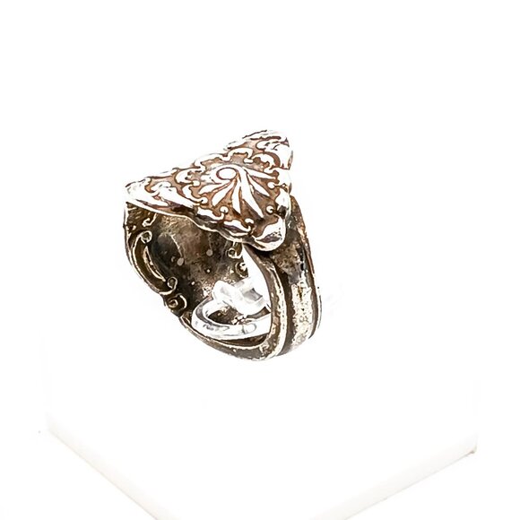 Vintage Elegant Spoon Wrap Ring, Silver Plate Floral Bypass Ring, Unique Gift - Picture 3 of 5